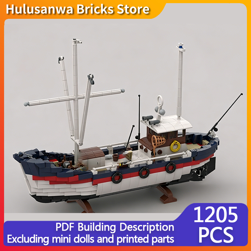 Fishing Equipment Us - Ahşap Balıkçı Teknesi Modeli MOC Yapı