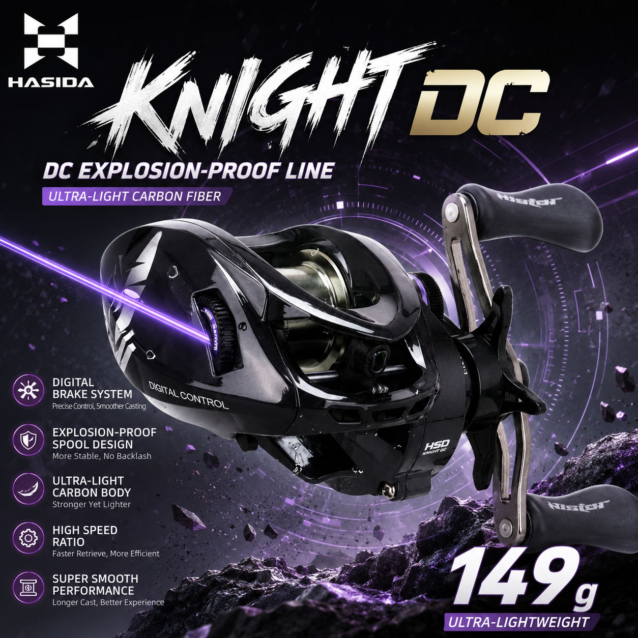 Electric Fishing Reel - HASIDA Knight DC Baitcasting Makarası Ultra