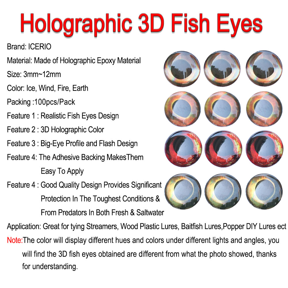 ICERIO 100 adet holografik 3D  - Fishing Equipment Deals incelemesi ve fiyatı